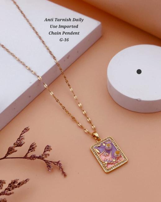 Anti tarnisha daily use imported chain pendent G 16 Surat artificial jewelry manufacturers
